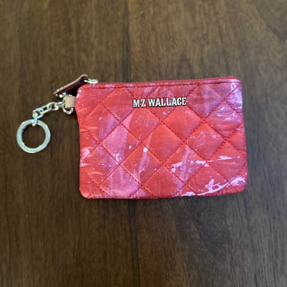 MZ Wallace Red and Pink Flat Metro Key Pouch